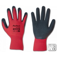 Latex mártott poliészter védőkesztyű, Perfect Grip Red, 8-es méret