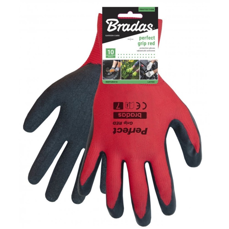 Latex mártott poliészter védőkesztyű, Perfect Grip Red, 8-es méret