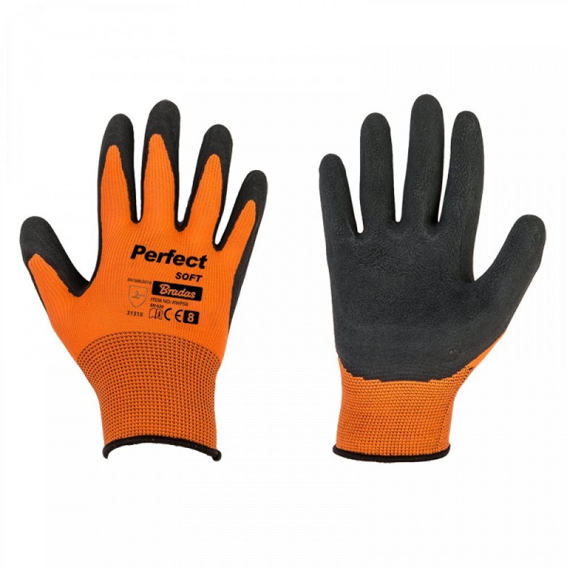 Latex mártott poliészter védőkesztyű, Perfect Soft, 10-es