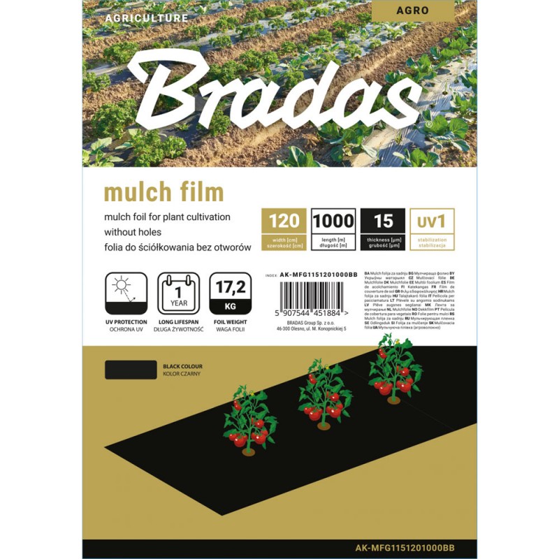 Mulcsfólia, nem perforált, 1,2 m x 1000 m, fekete