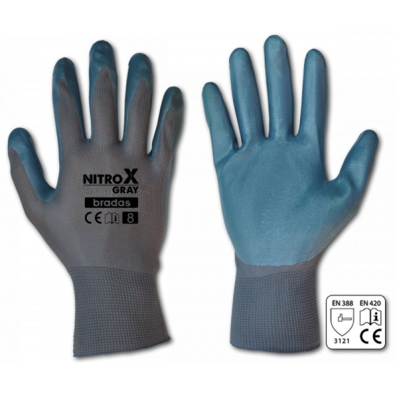 Nitril bevonatú kötött poliészter kesztyű, Nitrox Grey, 10-es méret