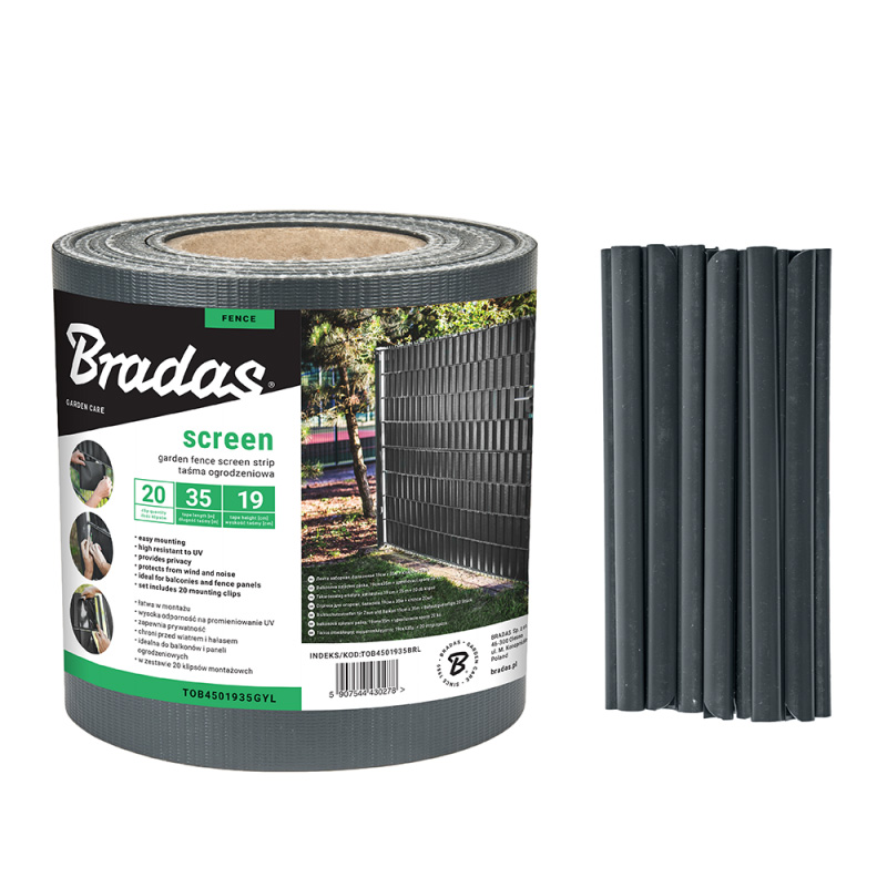 Belátásgátló szalag 19cm x 35m, 450g/m2, Bradas, szürke