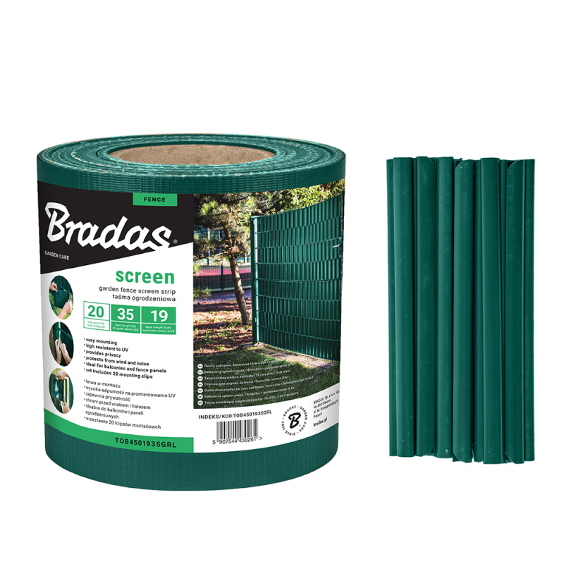 Belátásgátló szalag 19cm x 35m, 450g/m2, Bradas, zöld