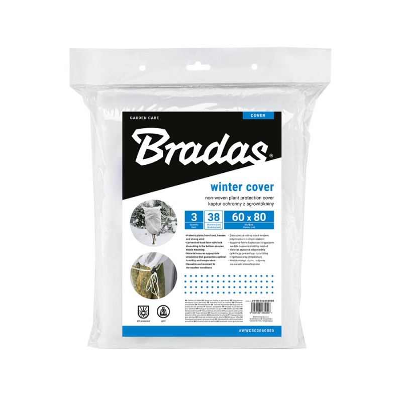 Bradas téli növénytakaró zsák, 60 × 80 cm, 50 g/m², fehér, 3 db