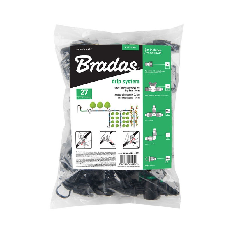 Csepegtető szalag csatlakozó készlet QJ, 16mm, Bradas, 27 db.