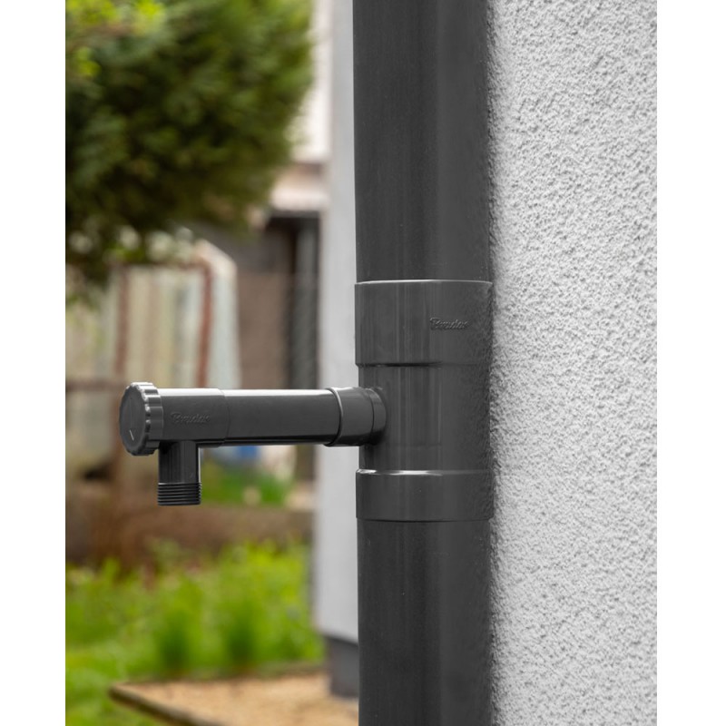 Esővíz gyüjtő szeleppel, Bradas, 100mm, grafitszürke