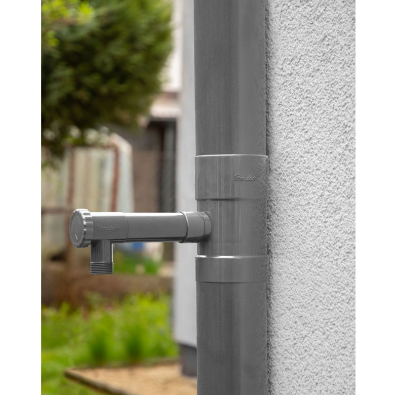 Esővíz gyüjtő szeleppel, Bradas, 100mm, szürke