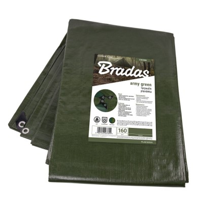 Bradas ARMY GREEN takaróponyva rögzítőszemekkel, 160 g/m², 4 × 6 m