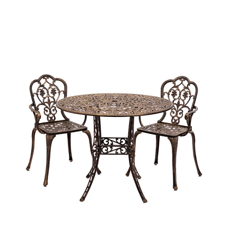 Meda alumínium kerti bútor szett 2 székkel, fekete-arany