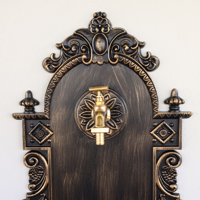 Antik kerti alumínium falikút, fekete-arany