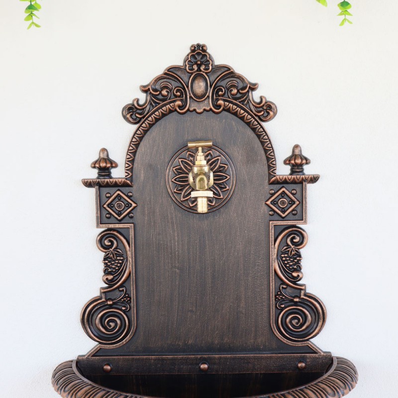 Antik kerti alumínium falikút, fekete-bronz