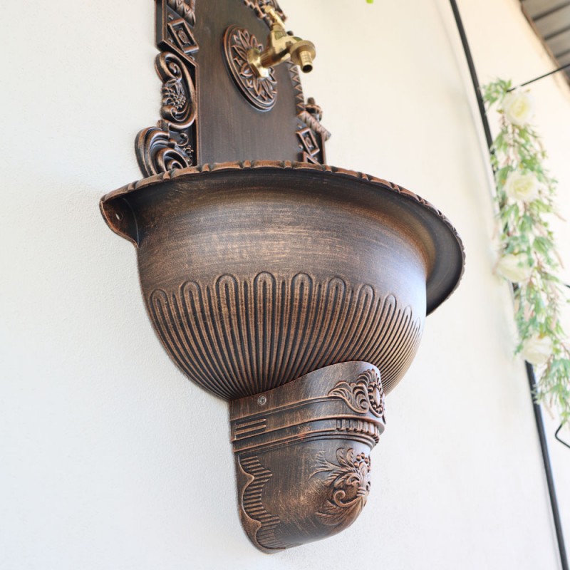 Antik kerti alumínium falikút, fekete-bronz