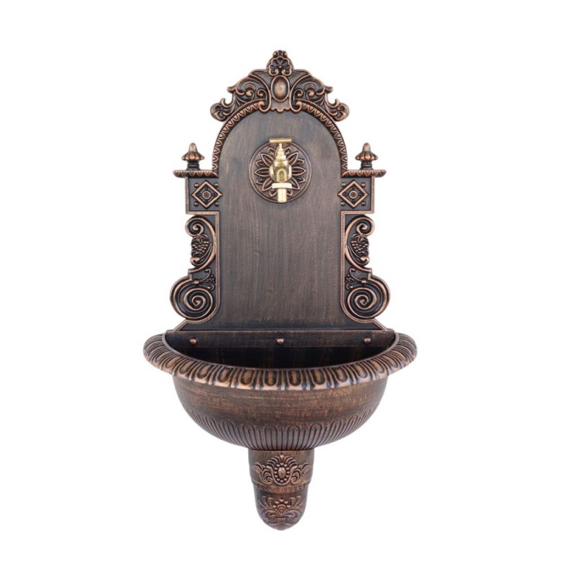 Antik kerti alumínium falikút, fekete-bronz