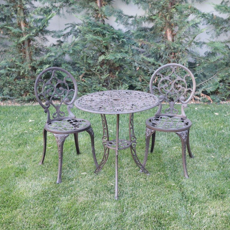 Karina alumínium kerti bútor szett 2 székkel, barna