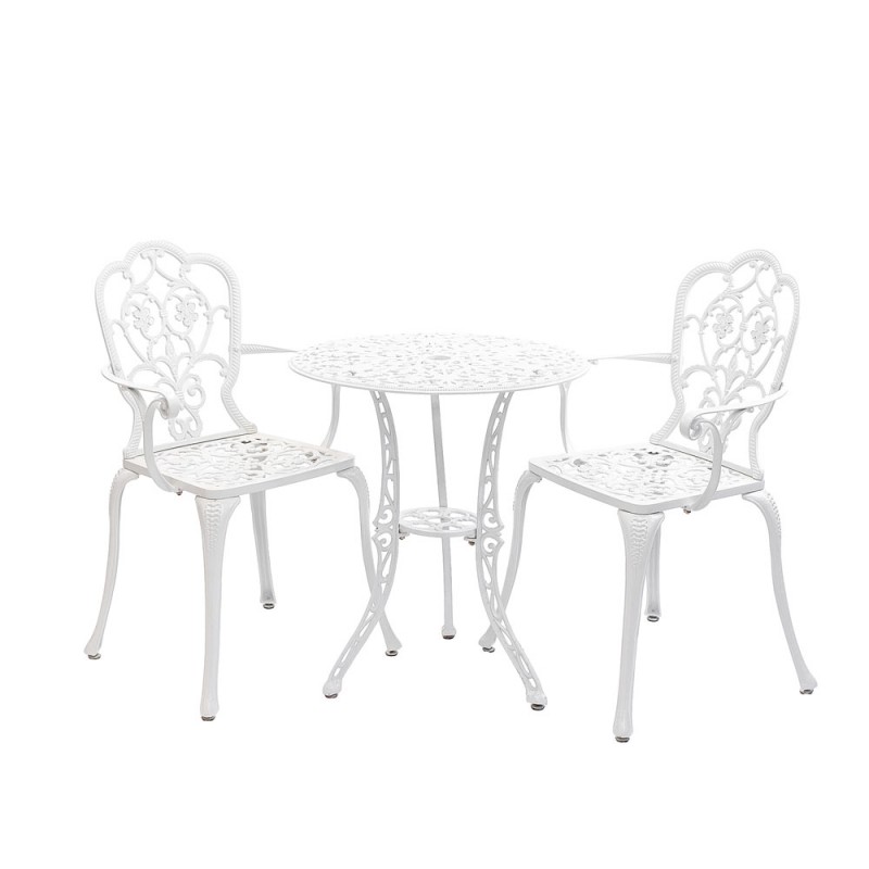 Szilva alumínium kerti bútor szett 2 székkel, fehér