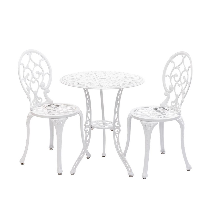 Karina alumínium kerti bútor szett 2 székkel, fehér