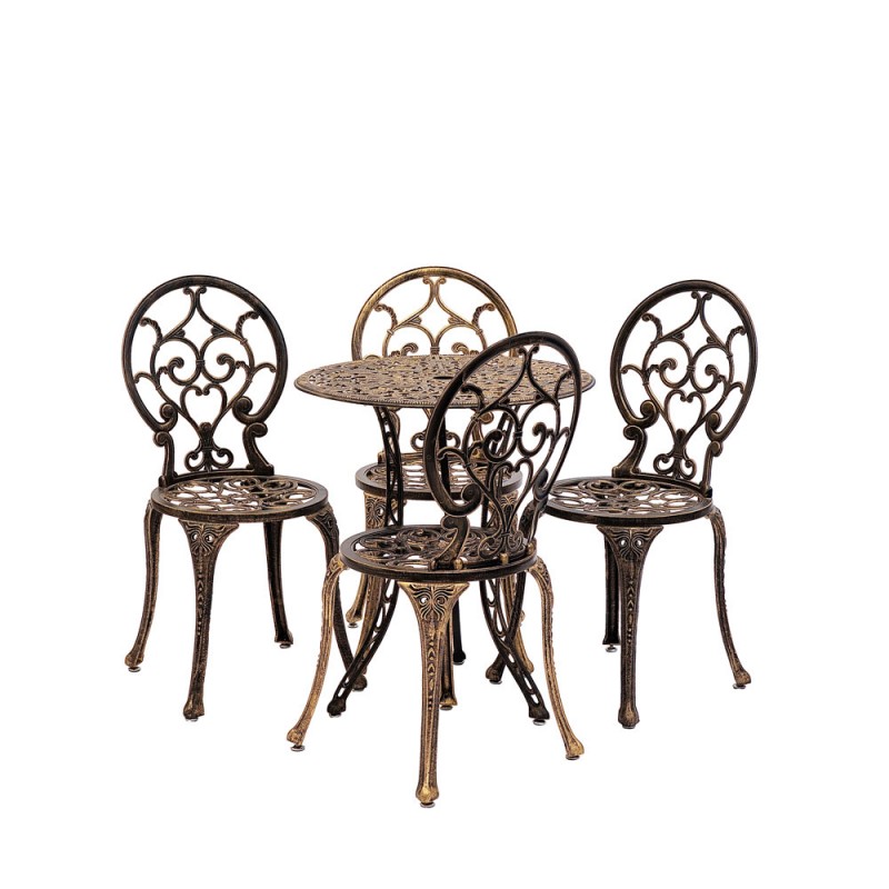 Karina alumínium kerti bútor szett 4 székkel, fekete-arany