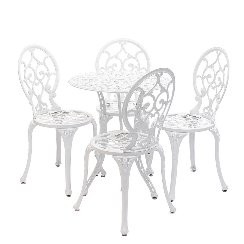 Karina alumínium kerti bútor szett 4 székkel, fehér