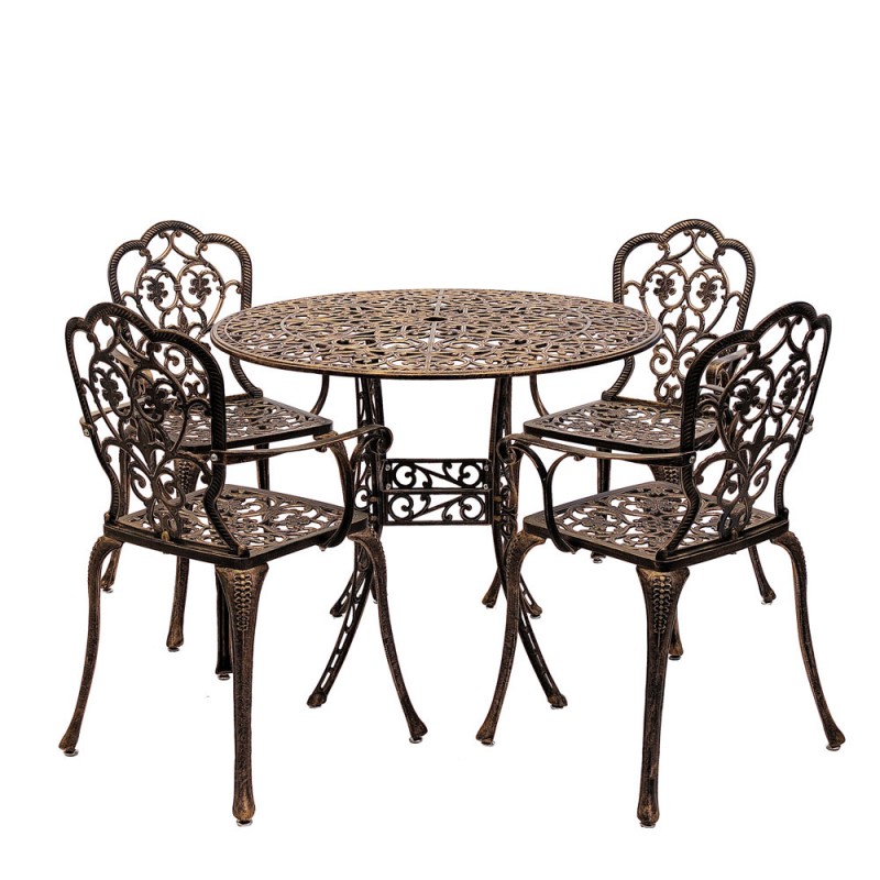 Meda alumínium kerti bútor szett 4 székkel, fekete-arany