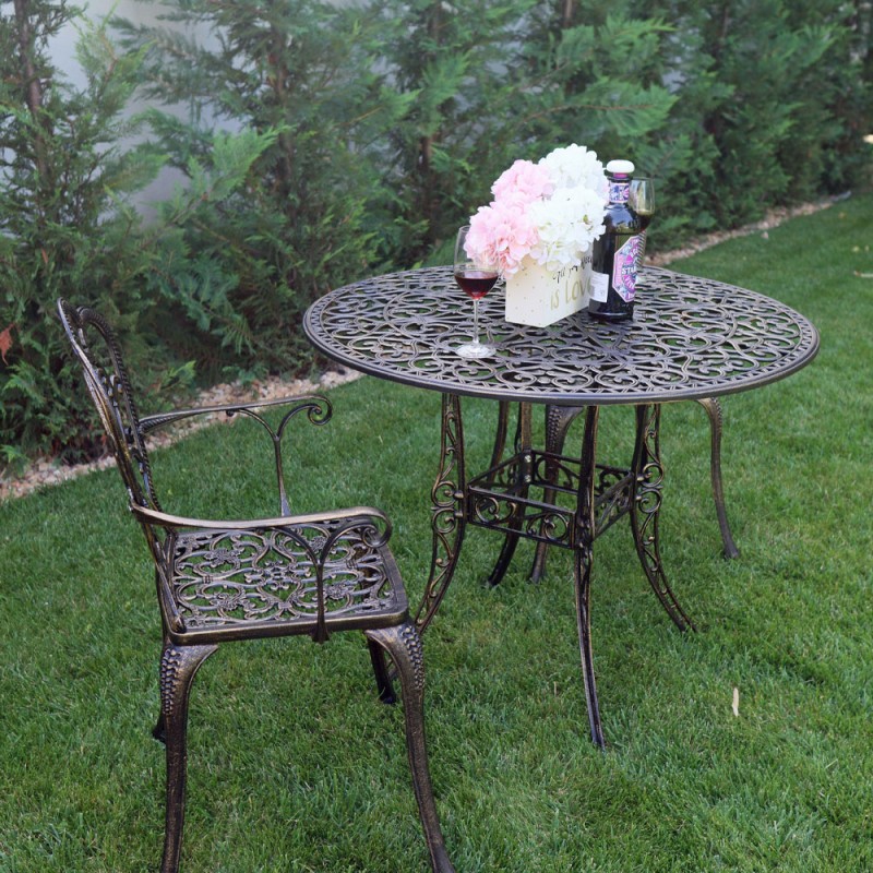 Meda alumínium kerti bútor szett 2 székkel, fekete-arany