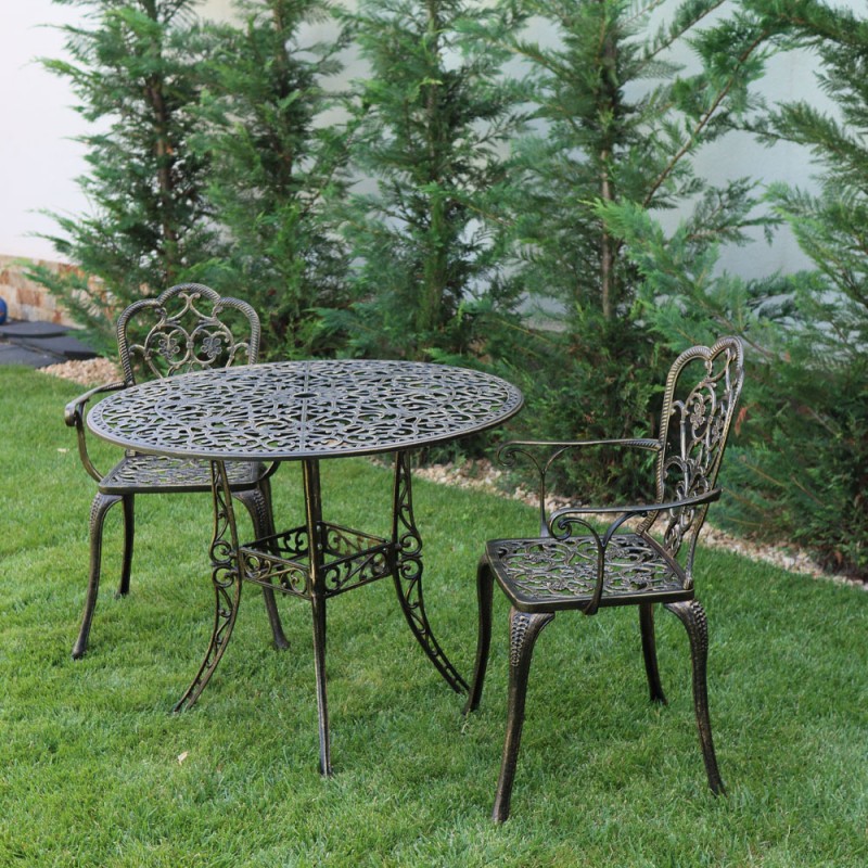 Meda alumínium kerti bútor szett 2 székkel, fekete-arany