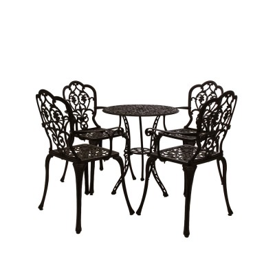 Szilva alumínium kerti bútor szett 4 székkel, barna