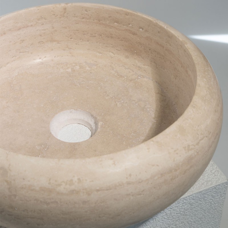 Kő mosdókagyló domború kialakítású travertin