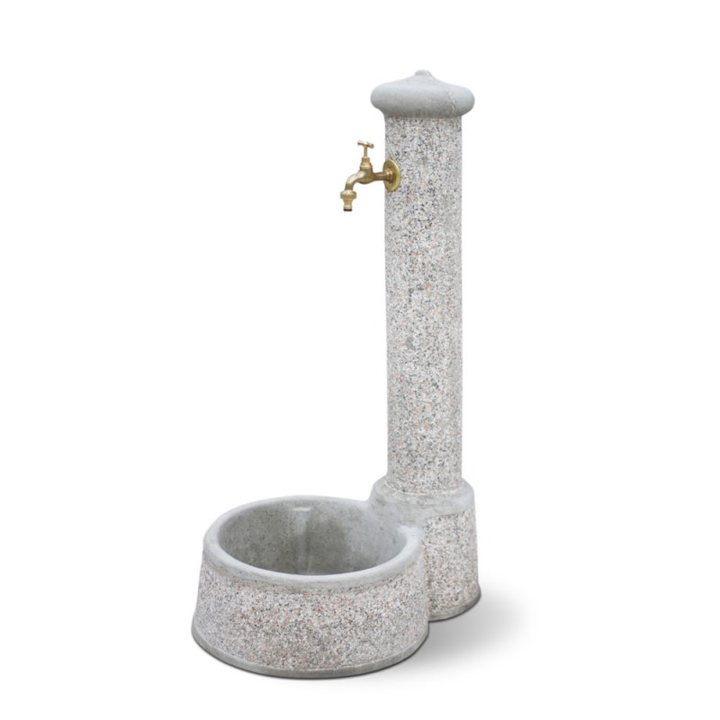 Olbia beton kerti kút, fehér-rózsaszín-fekete