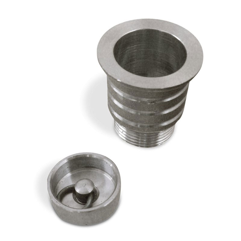 Rozsdamentes acél lefolyó beton kerti kutakhoz, mosogatókhoz, dugóval - 3/4″