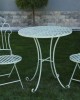 Fém kerti bútor szett - asztal és 2 szék, antikolt világos menta zöld