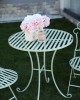 Fém kerti bútor szett - asztal és 2 szék, antikolt világos menta zöld